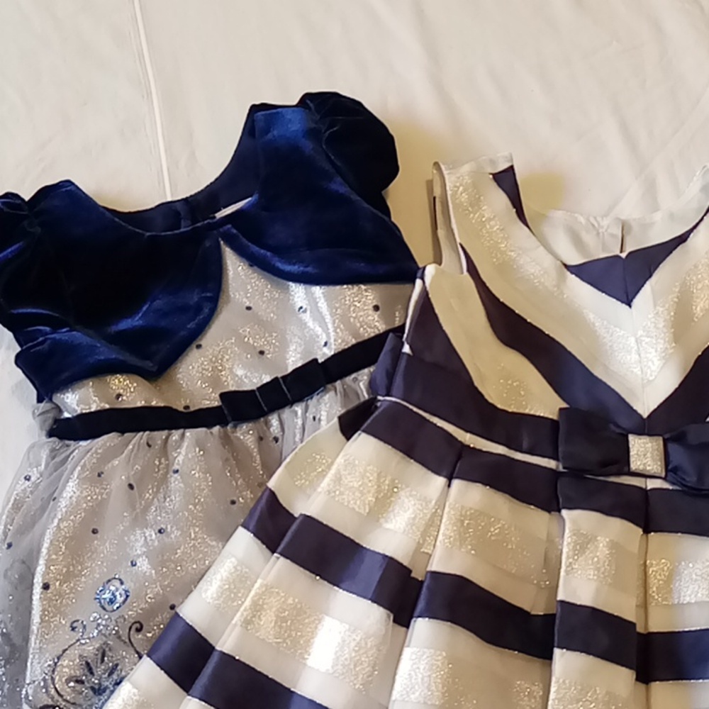 Jona Michelle Party Holyday Dress girl size 2T & 3T Blue bundle of 2
